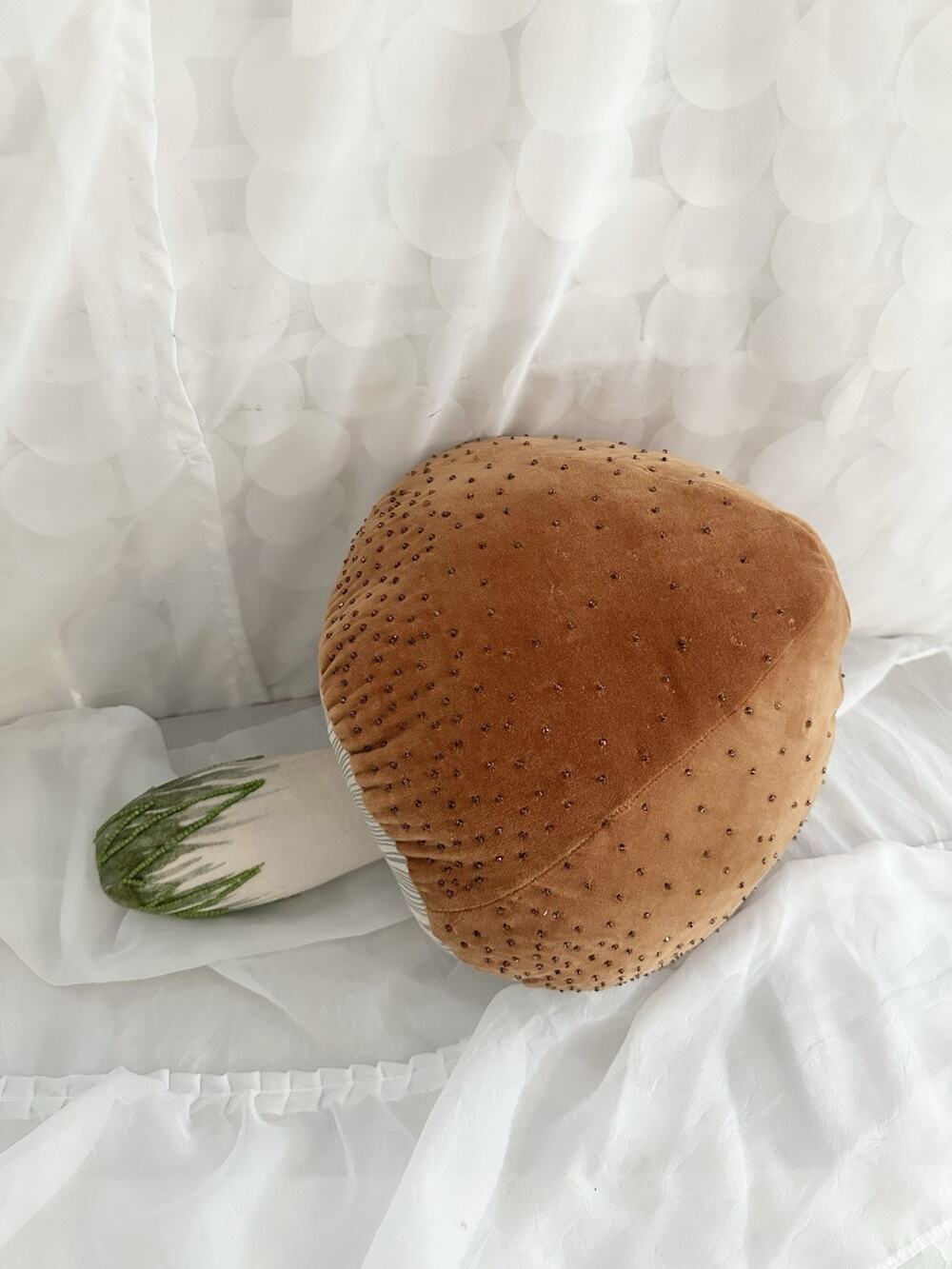 John Derian Target Mushroom Throw Pillow Brown Top Beaded Decor Whimsical Fairy